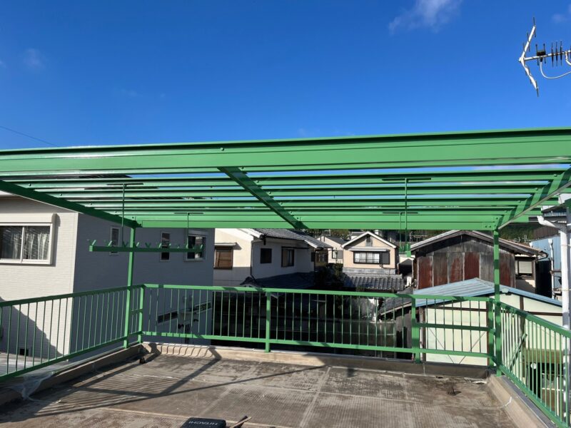 京都市右京区にて屋上塩ビシート防水・鉄部塗装〈屋上からの雨漏りが心配で〉 施工後