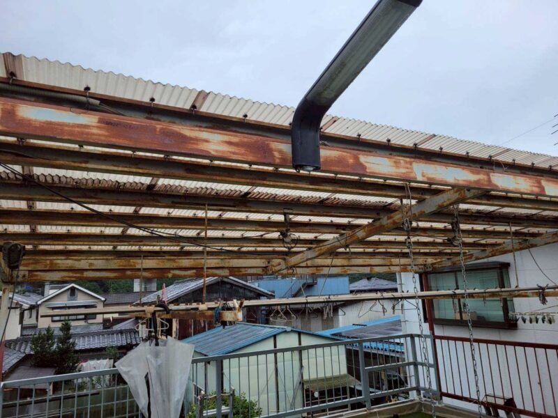 京都市右京区にて屋上塩ビシート防水・鉄部塗装〈屋上からの雨漏りが心配で〉 施工前