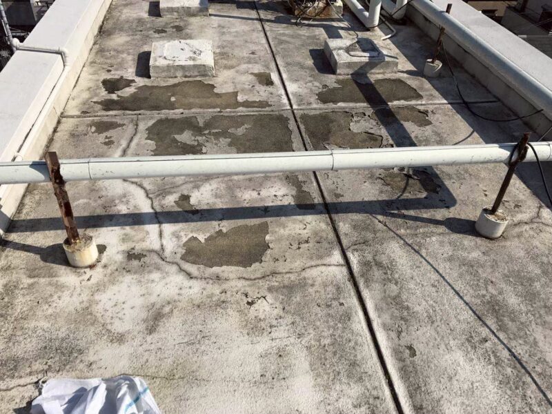 京都市伏見区にて防水工事〈マンション屋上の防水工事・塩ビ・ウレタン防水〉 施工前